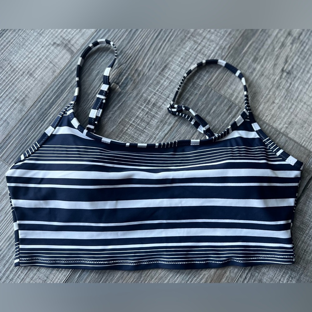 Aerie Navy and White Striped Swim Top Size Medium